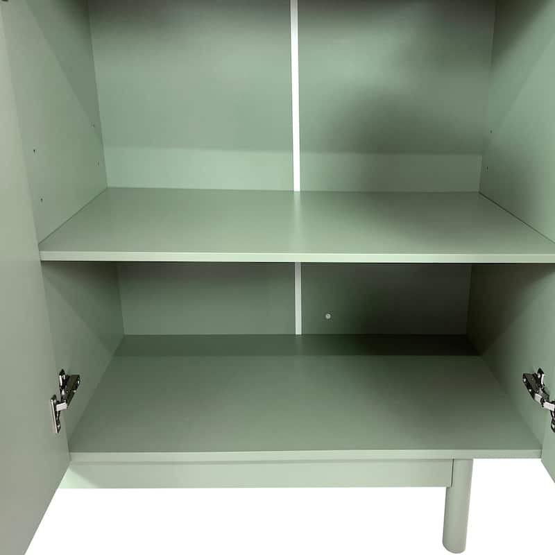 Stylish and Functional 4-Door Intaglio Storage Cabinet with Wood Legs