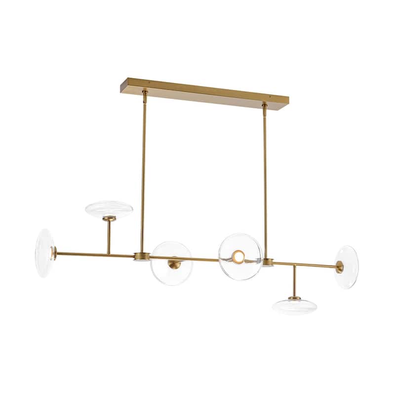 Minimalist 6-Light Dimmable LED Glass Island Pendant Chandelier