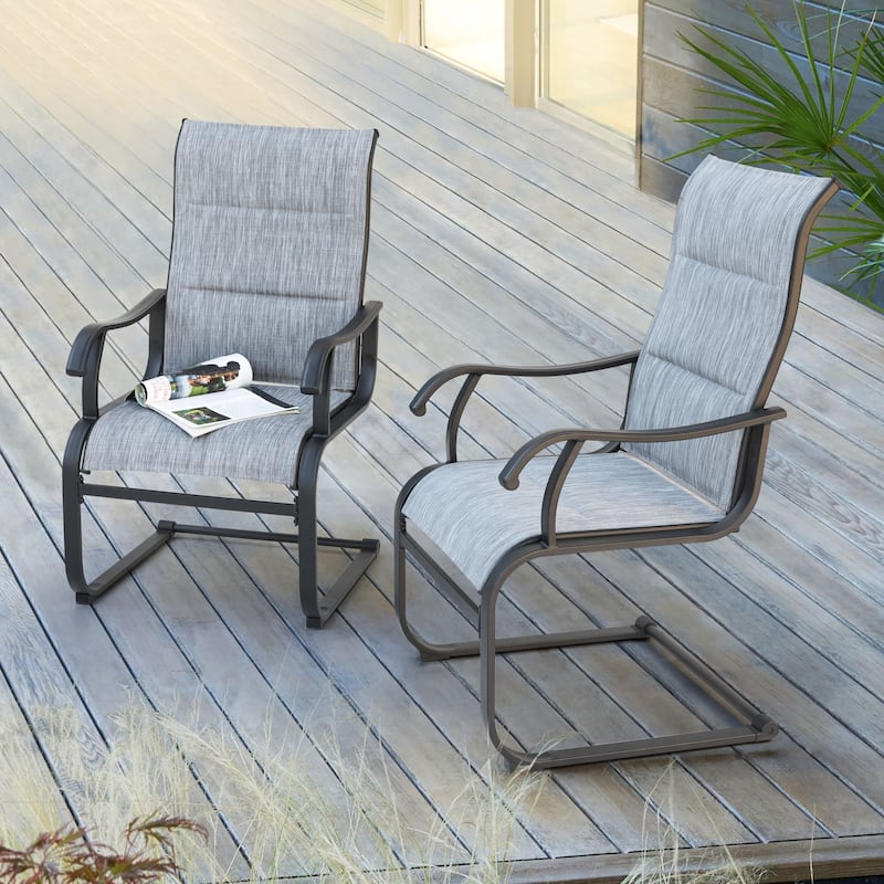 Outdoor Patio Dining Chairs, Breathable Textilene, Iron Frame