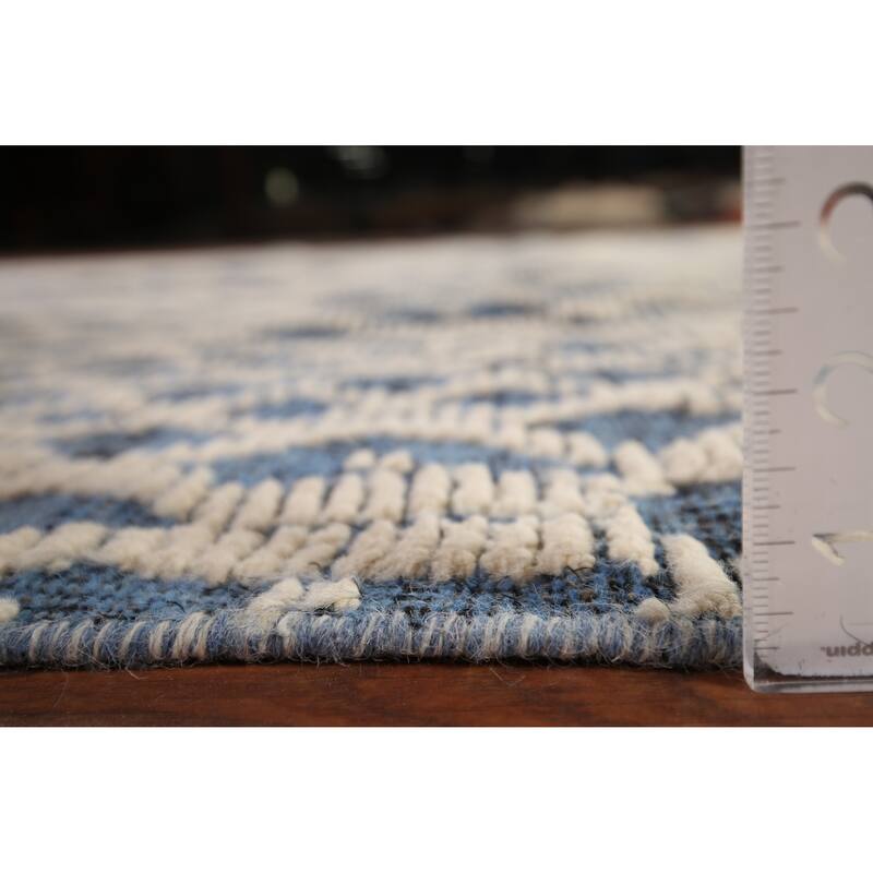 Trellis Moroccan Large Modern Area Rug Hand-Knotted Wool Carpet - 9'7" x 14'8"