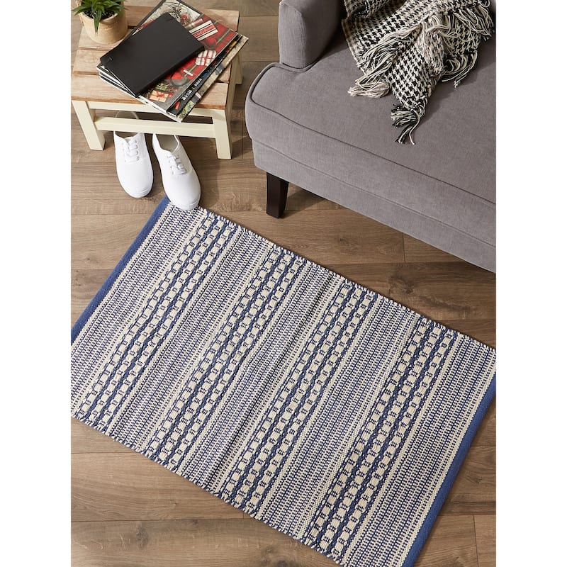 DII Stone Dobby Stripe Hand-Loomed Rug 2ft 6inx6 Ft - 36.0 In. L X 24.0 In. W X 0.2 In. H