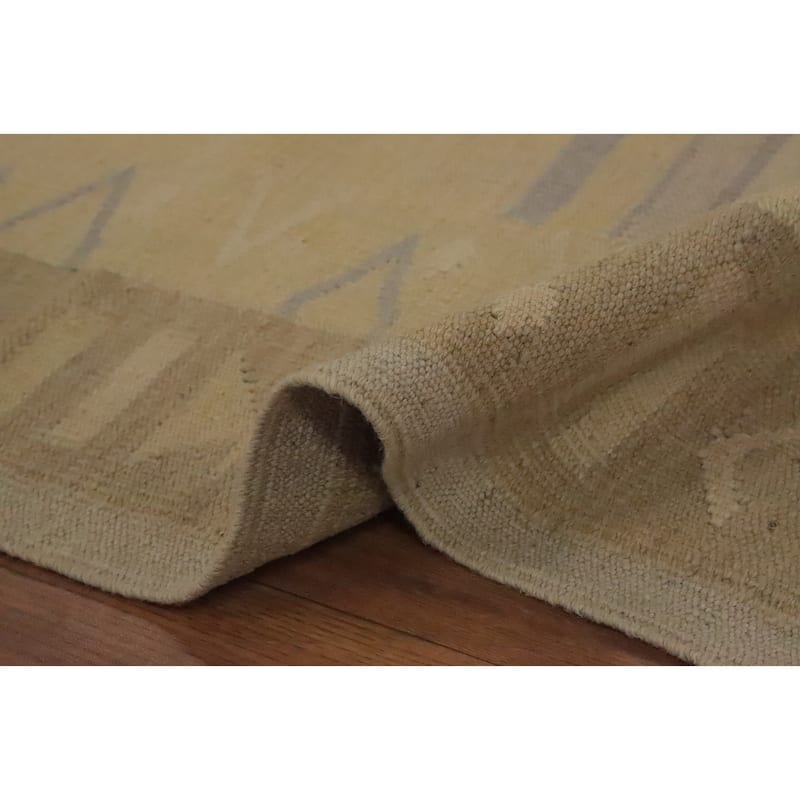 Hand Woven Oriental 100% Wool Carpet Southwestern Tribal Yellow & Gold Kilim Area Rug - 8' 0'' X 4' 10''