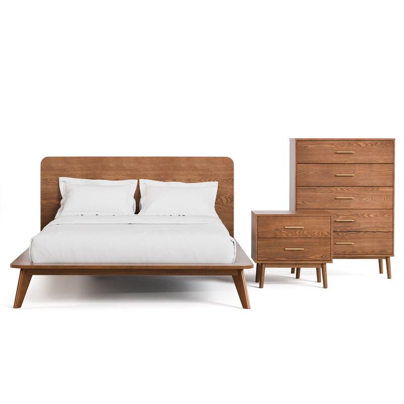 Furniture of America Beau Midcentury 3-Piece Low Profile Platform Bedroom Set