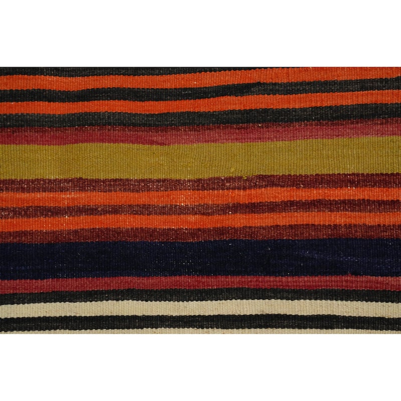 Hand Woven Oriental 100% Wool Carpet Southwestern Geometric Oranges & Rust Kilim Area Rug - 9' 7'' X 5' 1''