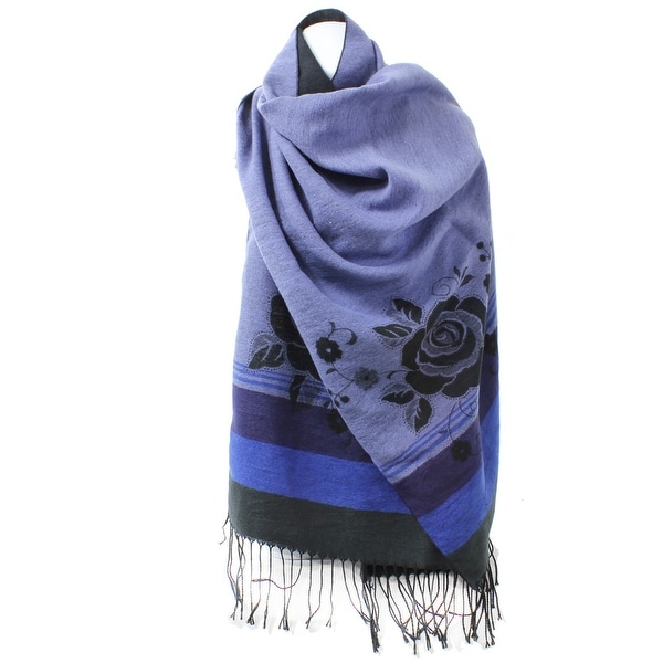 Reversible Winter Rose Scarf with Fringe. Opens flyout.