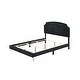 preview thumbnail 2 of 3, Lily Platform Queen Upholstered Bed, Padded Headboard, Black, Gold