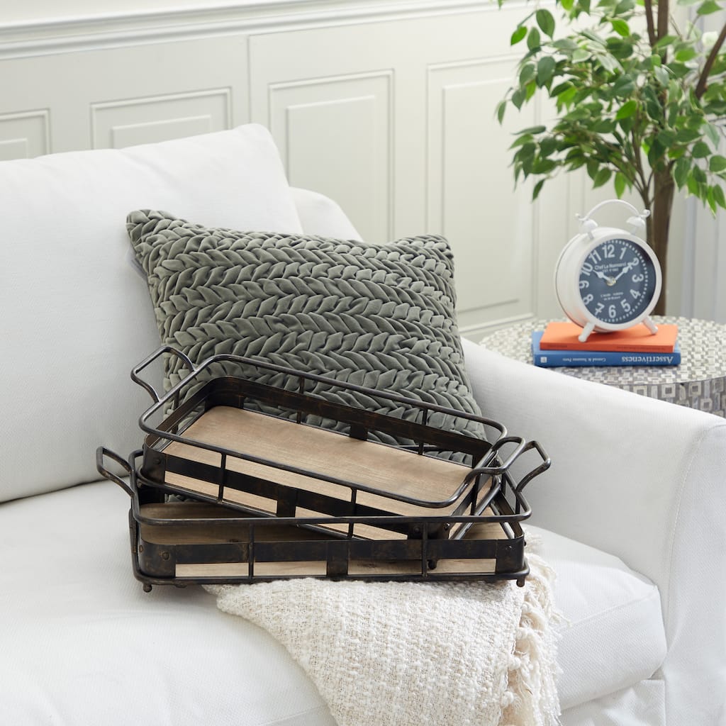 Brown Iron Industrial Tray (Set of 2) - S/2 22", 20"H