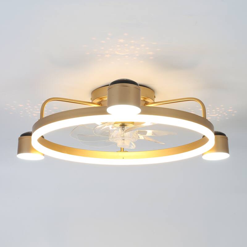 Curve Curio 3 Color Tone and 6 Fan Speed Ceiling Fan, App Control and Remote Control for Bedroom, Living Room and Dining Area - Gold