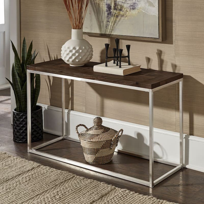 Keenan Stainless Steel Rectangular Sofa Table by iNSPIRE Q Modern - Sofa Table