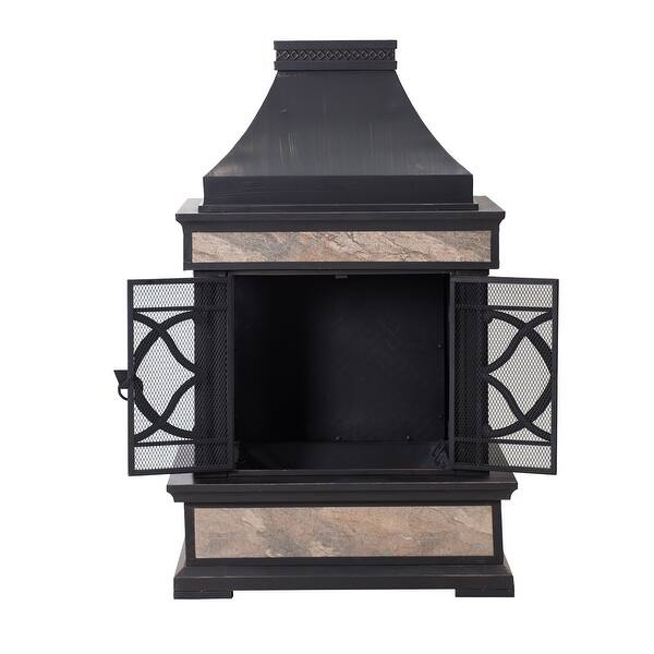 Shop Sunjoy Heirloom Slate Wood Copper Burning Fireplace