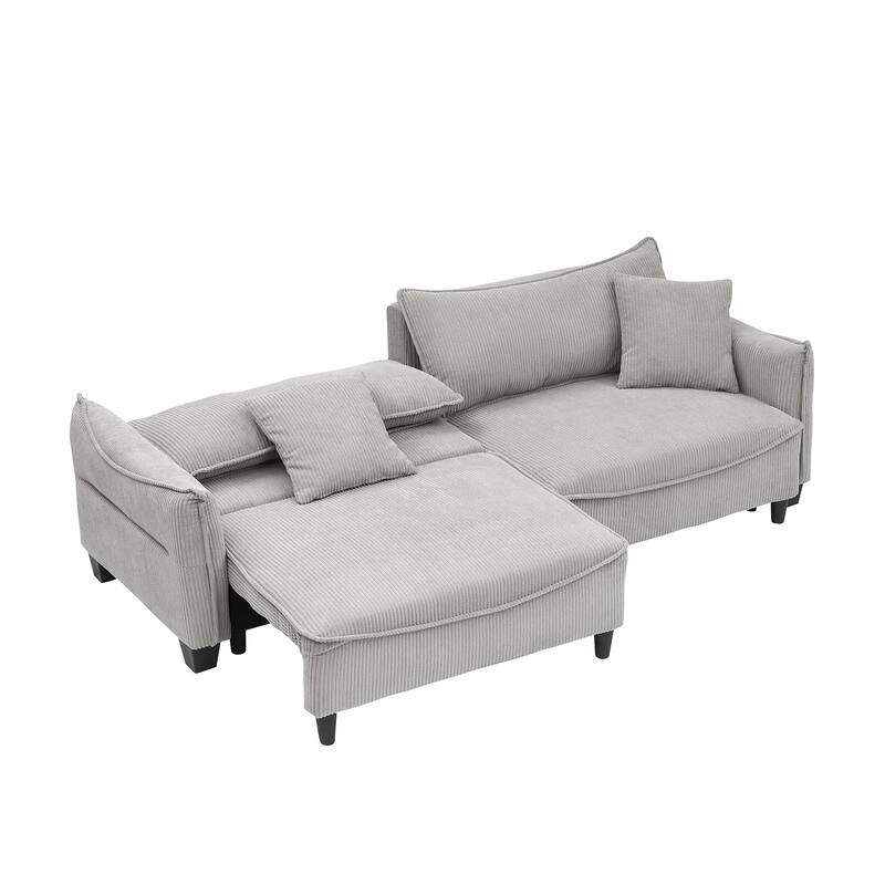 87.79" Modern Folding Sofa Bed for Living Room with Storage and Throw Pillows