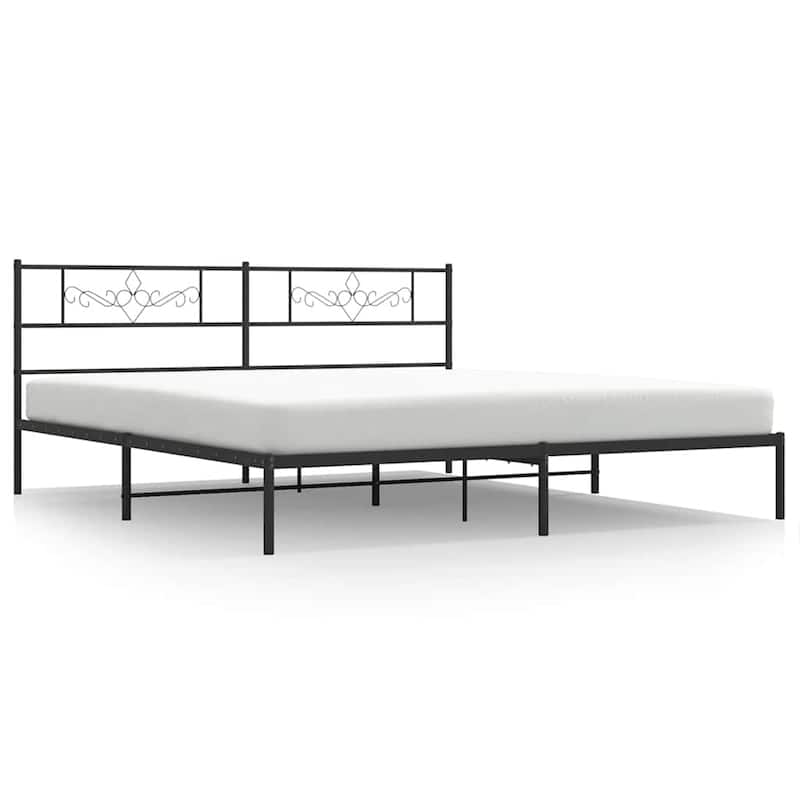 vidaXL 12 Inches Black King Size Metal Bed Frame No Mattress - 81.5" x 78" x 35.4"