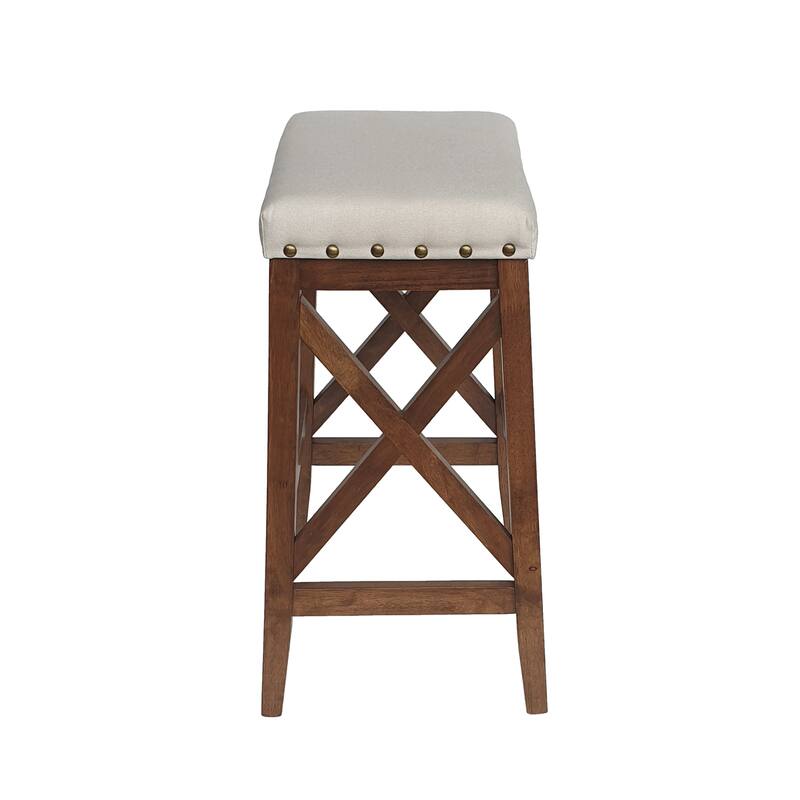 Wooden Upholstered Barstool with Nailhead Trim