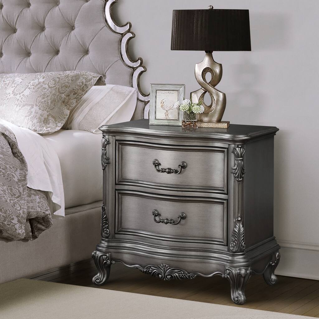 Olander Antique Platinum 2-drawer Nightstand