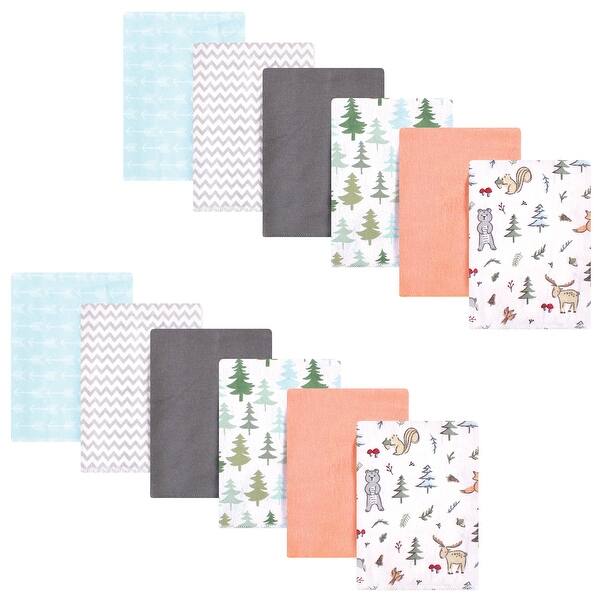 slide 1 of 1, Hudson Baby Infant Boy Cotton Flannel Burp Cloths Bundle, Woodland Friends, One Size - Woodland Friends - One Size