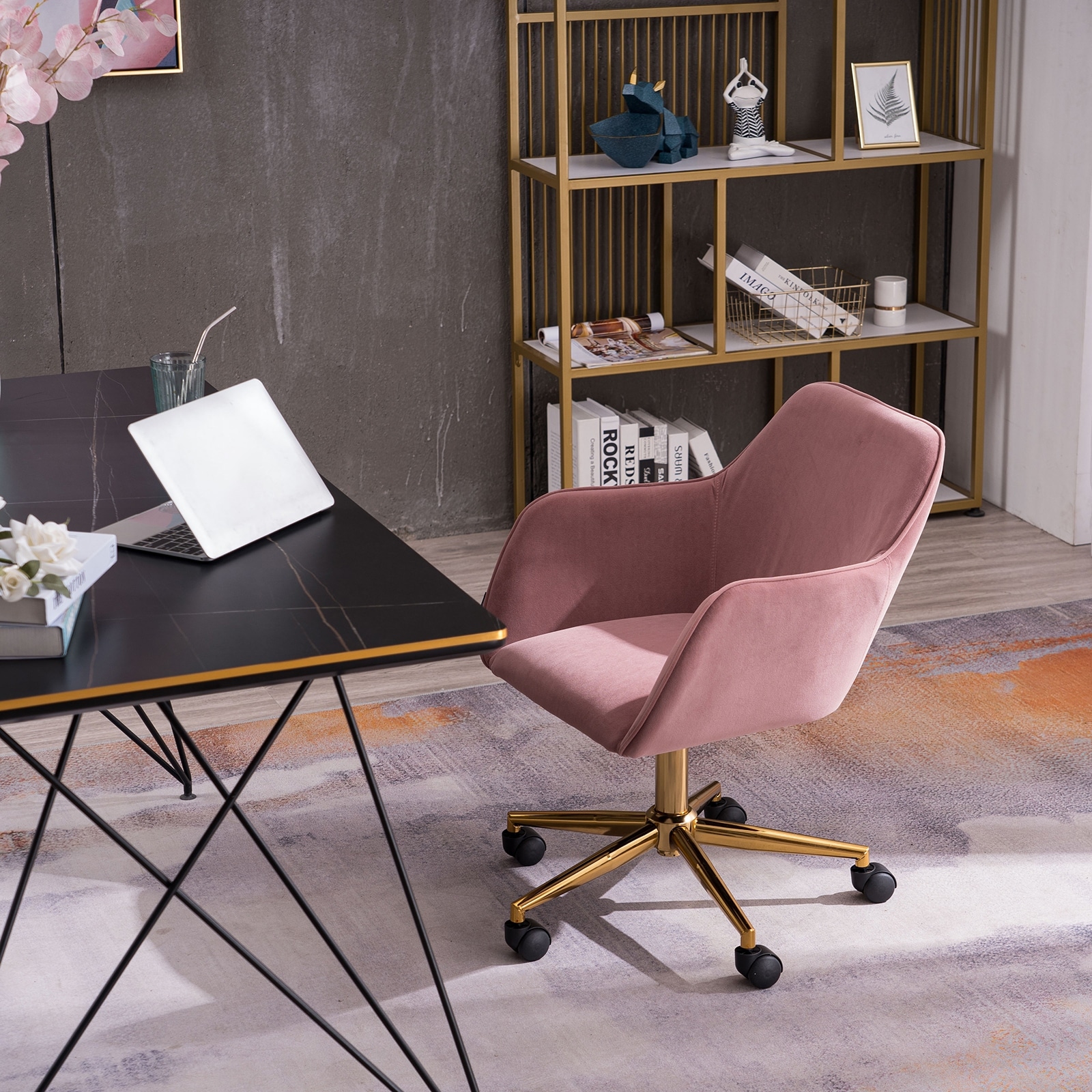 Office chair pink velvet cheap