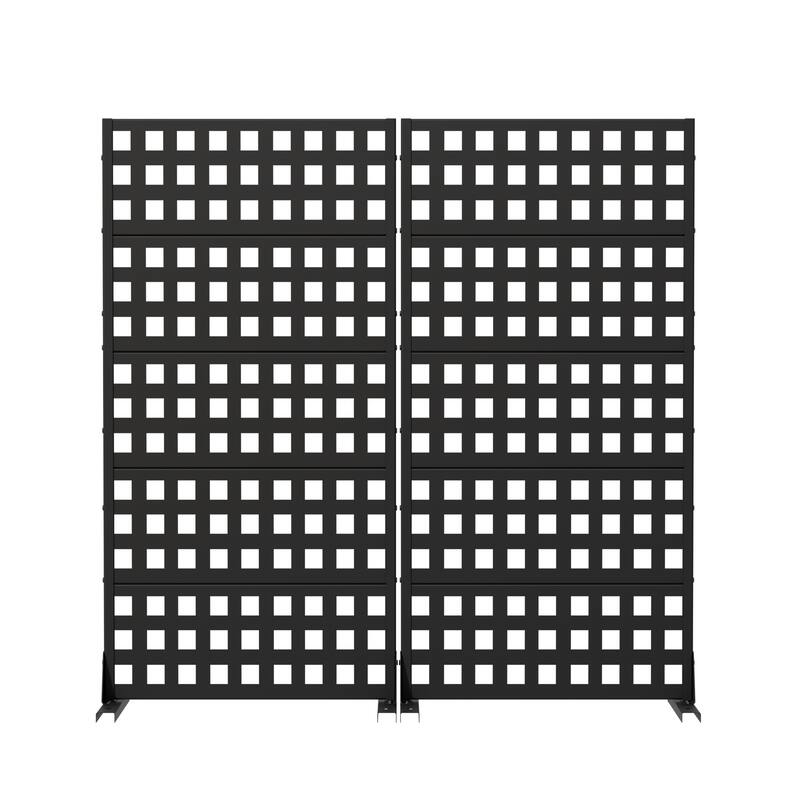 Outdoor Rectangle Privacy Screens Metal Screen Fence Panel Set of 2
