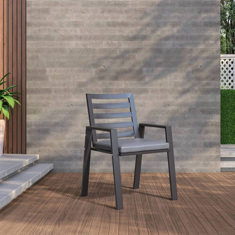 LeisureMod Chelsea Patio Dining Armchair in Aluminum with Cushions Set of 4 - 34.84