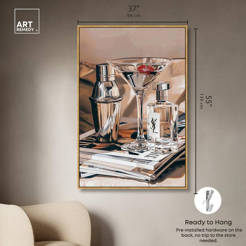 Martini Magazine Stack Canvas by Art Remedy