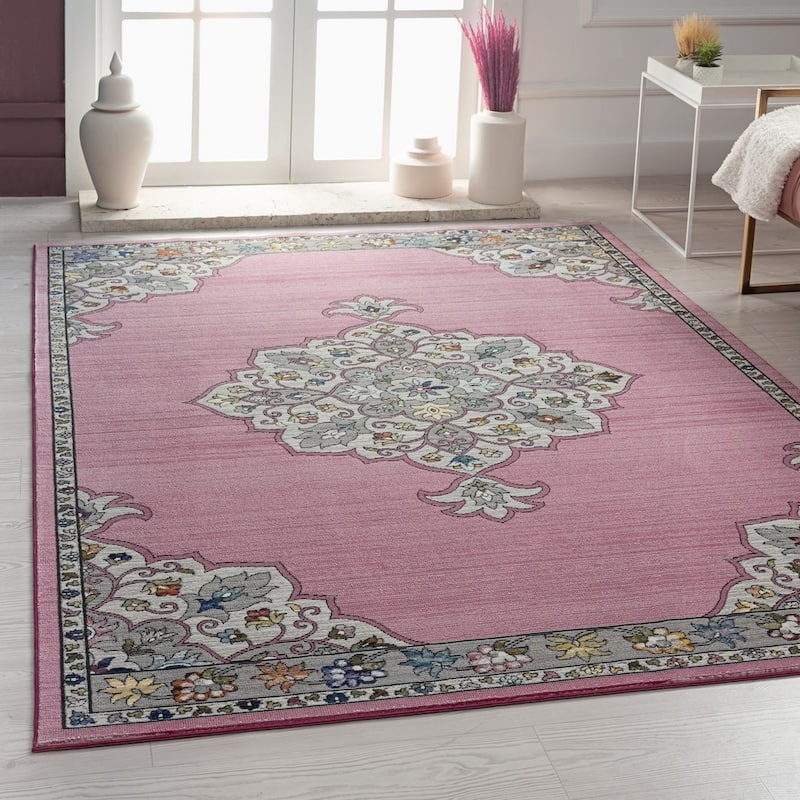 Sevita Blushing Traditional Medallion Area Rug