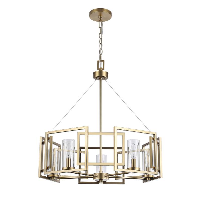 Marco 5-Light Chandelier in Brushed Champagne Bronze with Clear Glass - 5 Light Chandelier