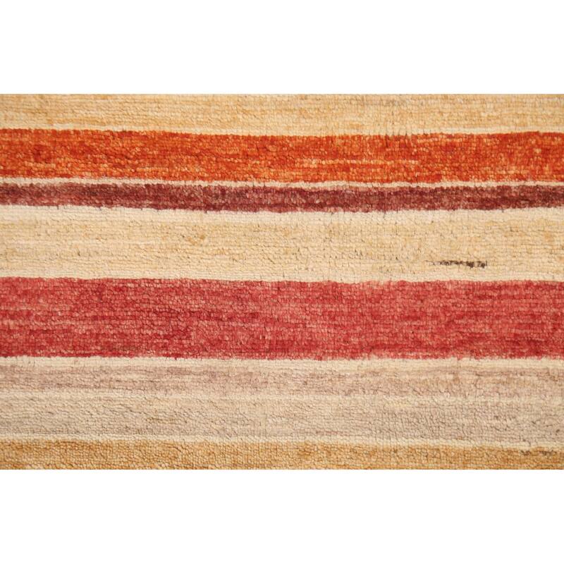 Wool Contemporary Striped Gabbeh Kashkoli Area Rug Hand-knotted Carpet - 2'6" x 4'0"