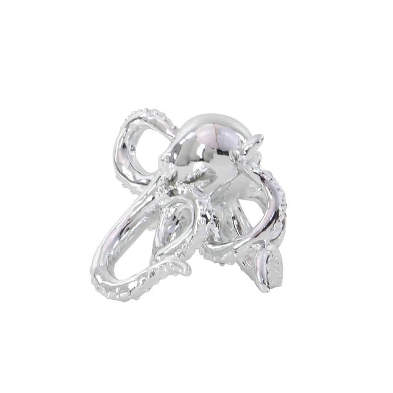 Silver Polystone Octopus Decorative Sculpture with Long Tentacles and Suctions Detailing