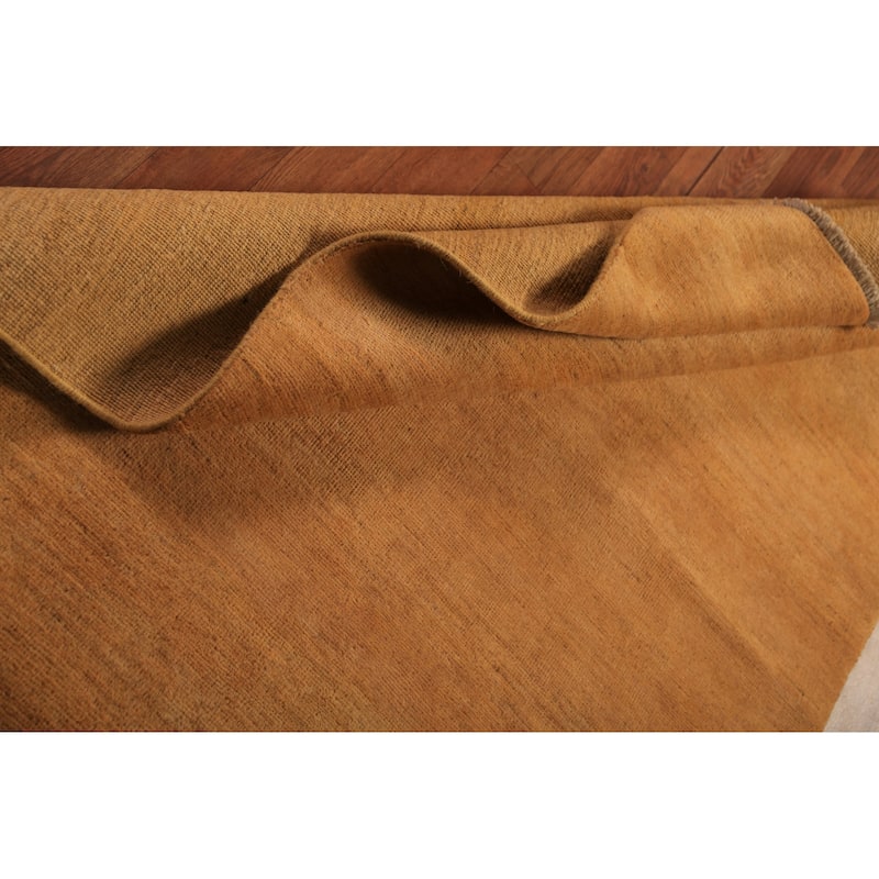 Gold Gabbeh Modern Rug Hand-Knotted Tribal Wool Carpet - 3'11" x 5'10"