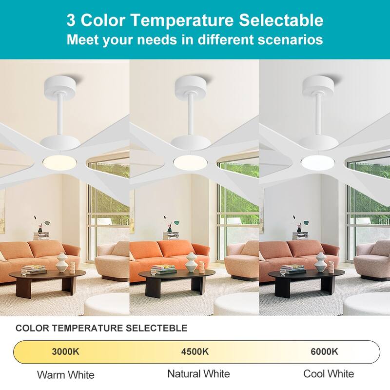 MLiAN 54 In. 4 -ABS Blades Wet Rated Outdoor Ceiling Fan with Remote