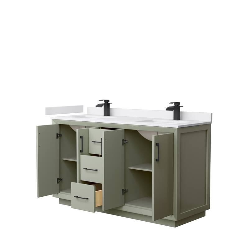 Strada 60-Inch Double Vanity Set, Cultured Marble Top