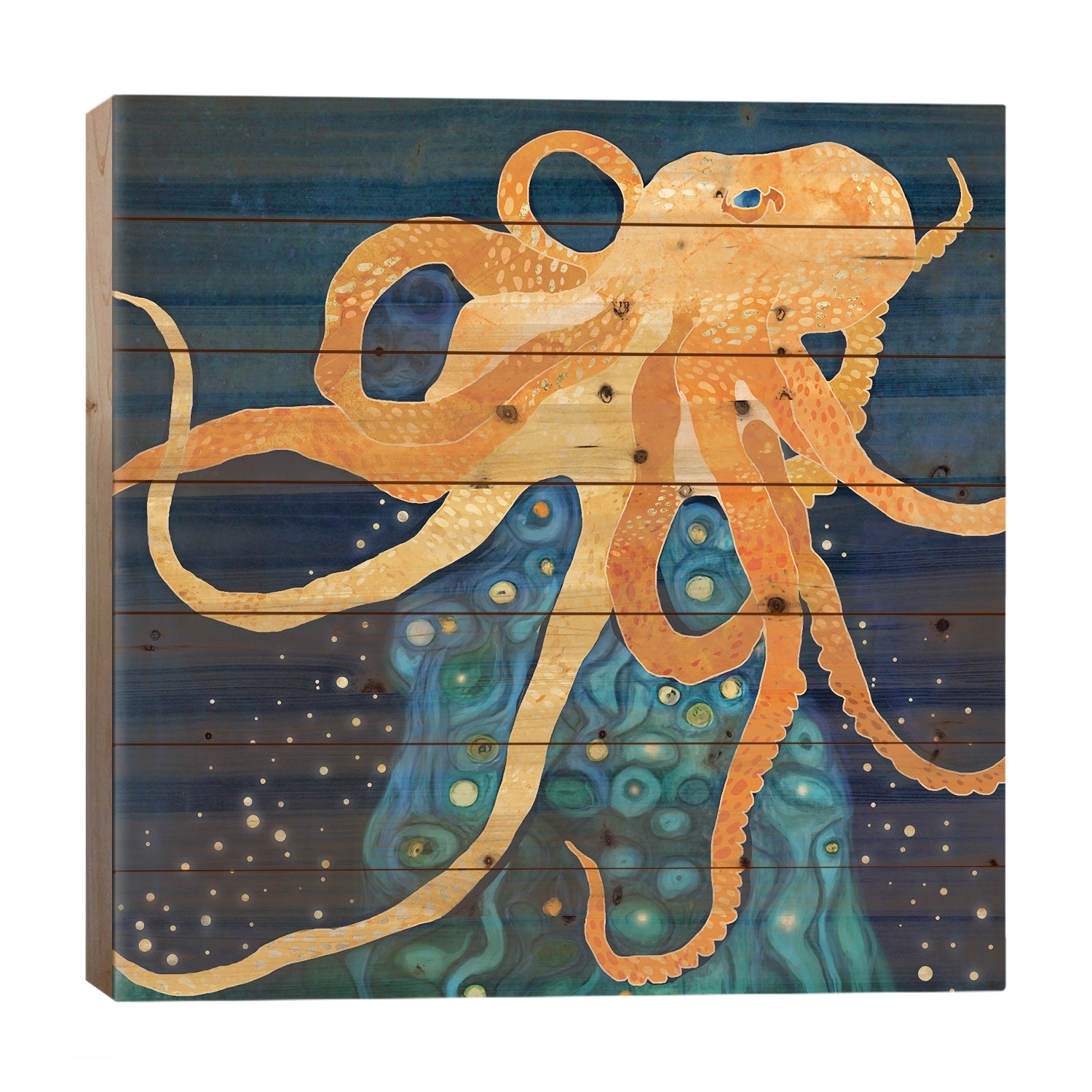 Octopus Dream Print On Wood by SpaceFrog Designs - Multi-Color