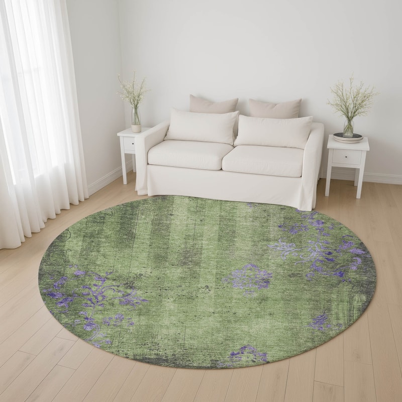 Premium Washable Super Soft Modern Glam Mayfield Rug - Aloe - 8' x 8'