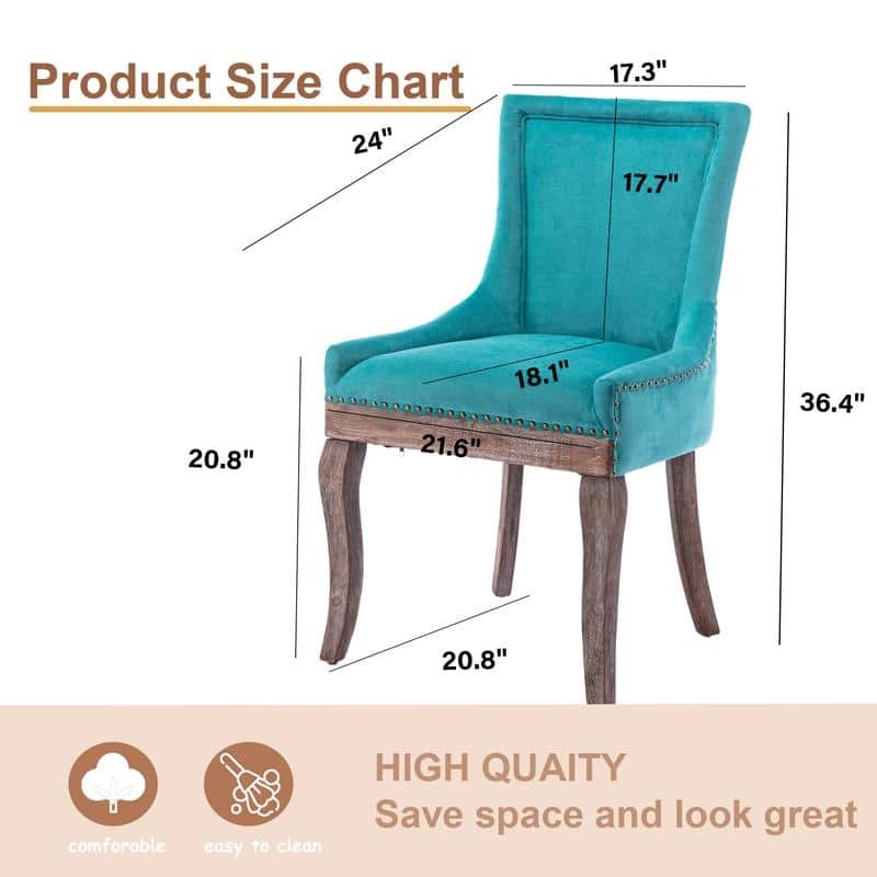 Thickened Side Dining Chair with Solid Wood Legs Set of 6