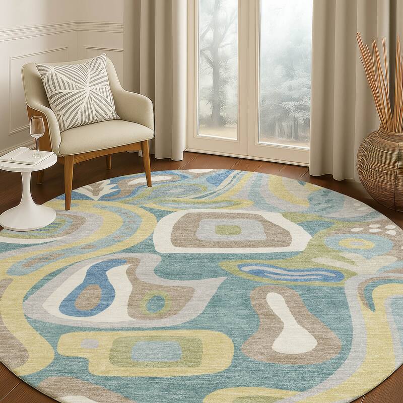 Machine Washable Indoor/ Outdoor Modern Picasy Chantille Rug