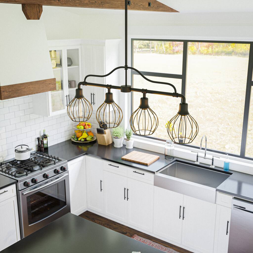 Amelia Black Finish 4 Light Island Light