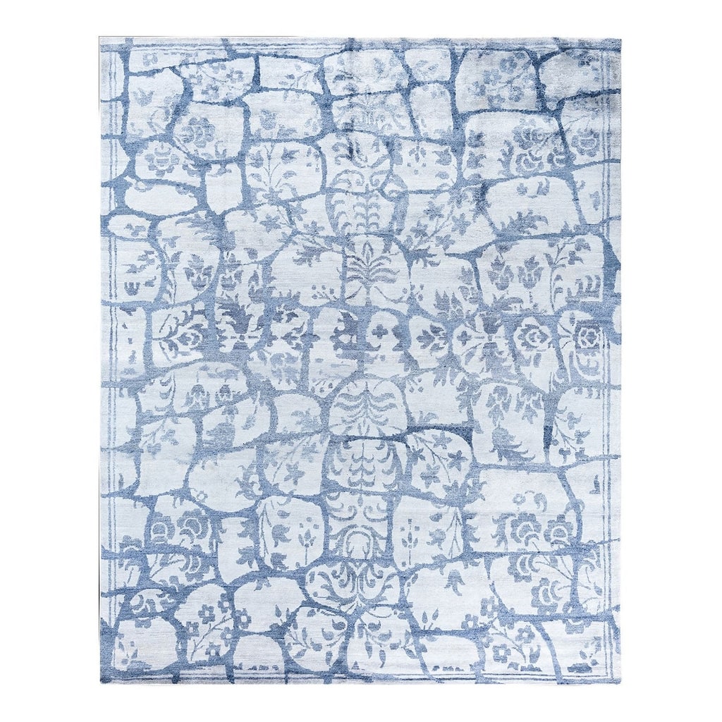 Modern One-of-a-Kind Hand-Knotted Area Rug, Blue - 8' 2" x 10' 2"