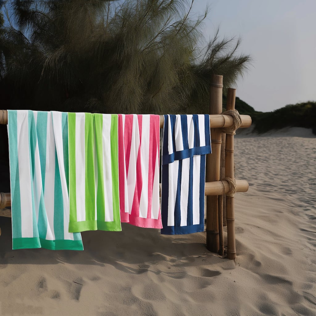 Oceanfront Resort Oversized Cabana Stripe 2 Pack Jacquard Beach Towel - 36x72