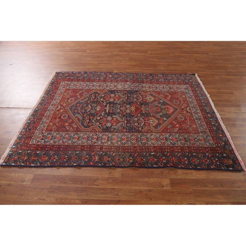 Pre-1900 Antique Bakhtiari Persian Area Rug Handmade Wool Carpet - 4'8"x 6'1"
