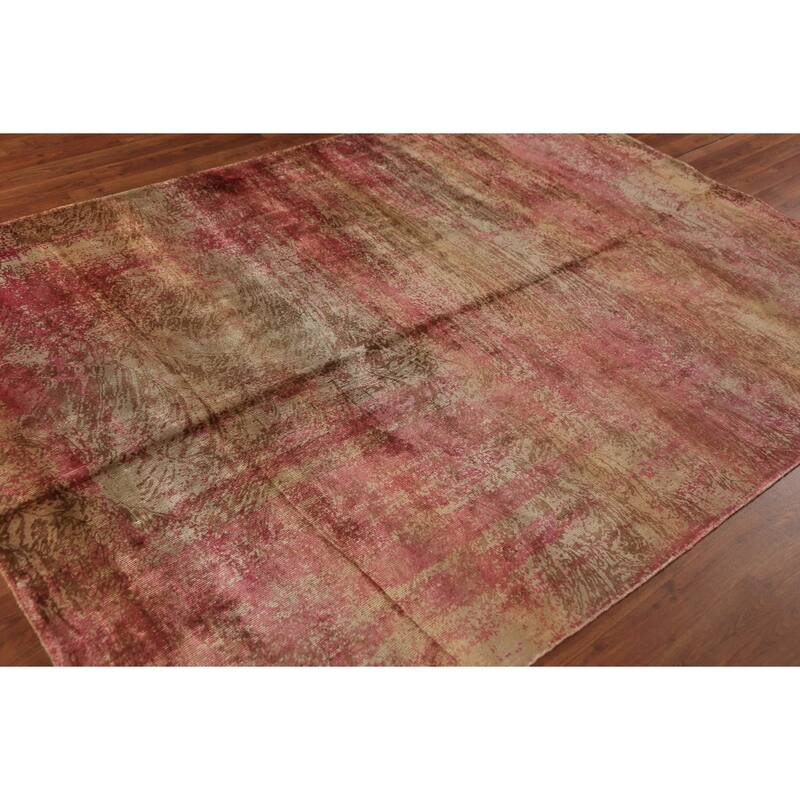 Contemporary Indian Area Rug Hand-Knotted Abstract Wool Carpet - 5'6"x 7'9"