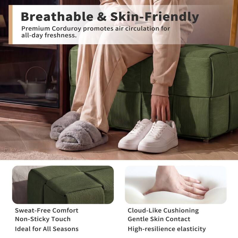 Ottoman Foot Rest Soft and Comfortable Ottoman Square Corduroy Woven Design Sofa Stool