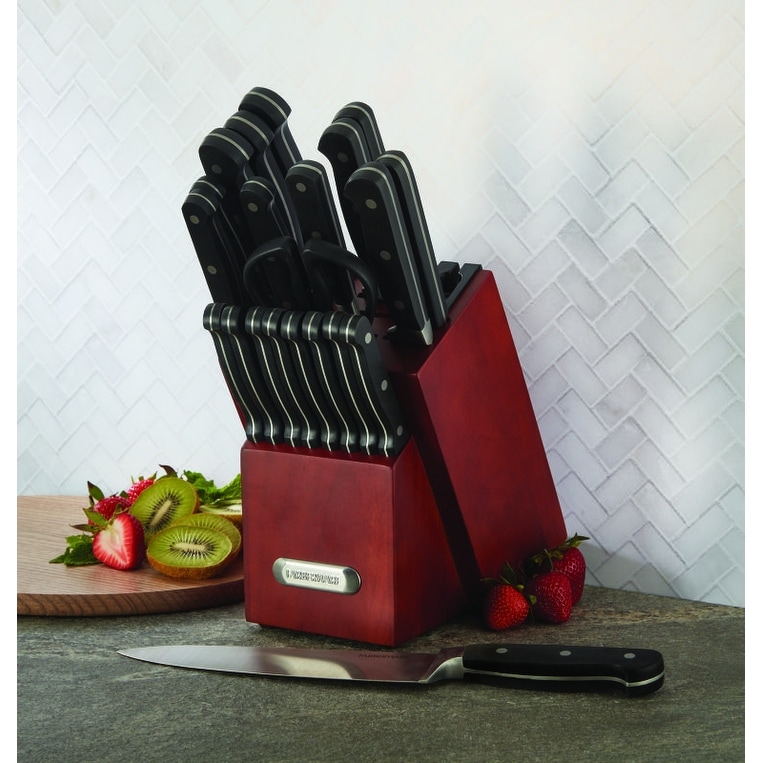 Farberware Forged Triple Riveted Knife Block Set 15-Piece in White