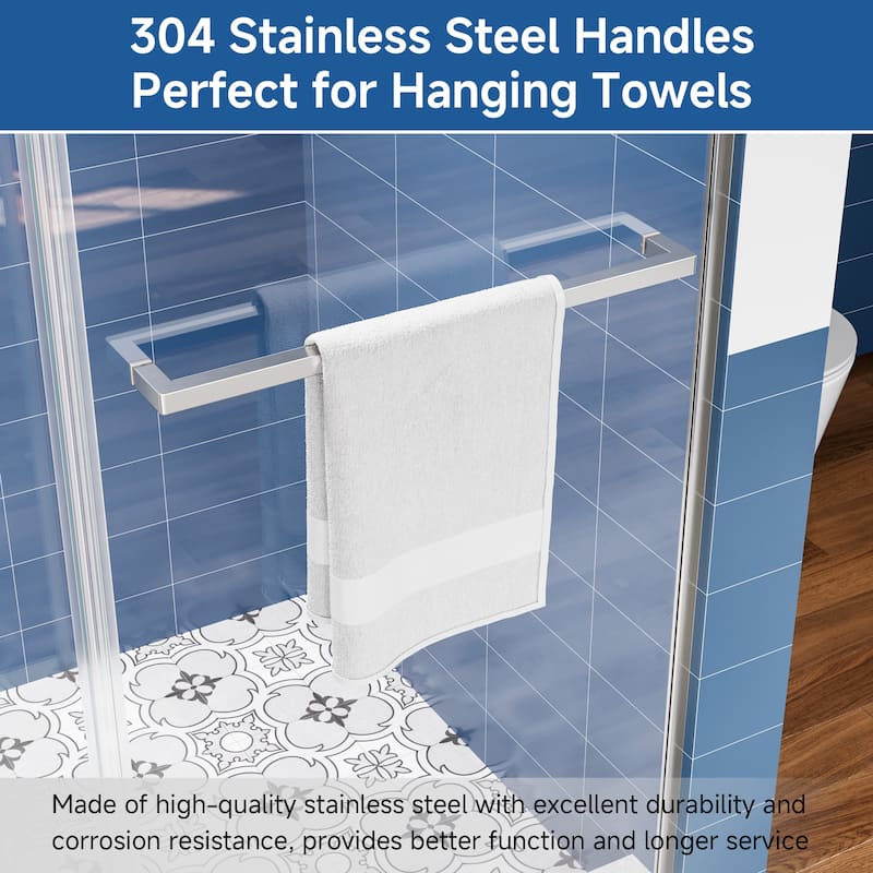 60 in. W x 72 in. H Sliding Semi-Frameless Shower Door with Tempered Glass - 60" x 72"