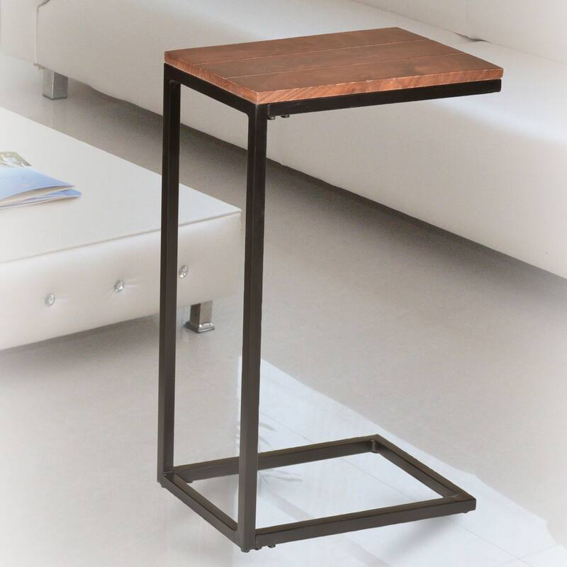 25.25" Chestnut Brown Black Computer Tray Table with Rectangular Top