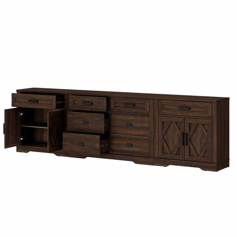 Large TV Stand,3/4-in-1 Farmhouse TV Console Table with Storage Barn Door Cabinet