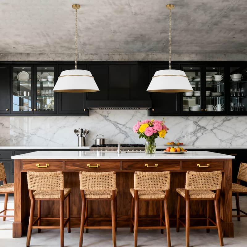 Modern 4 Light Chandelier White Gold Pendant for Kitchen Island Dining Room - Dia. 23.4" x H 9.4"