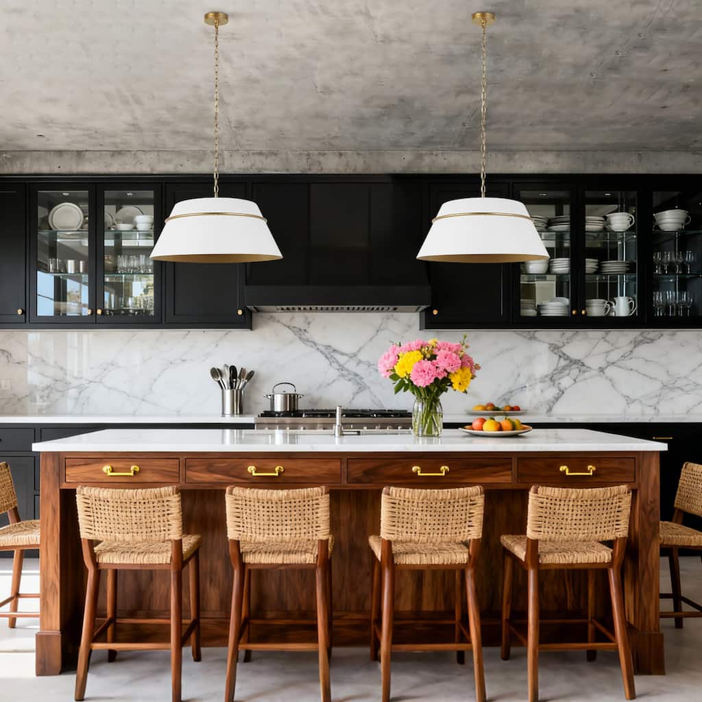 Modern 4 Light Chandelier White Gold Pendant for Kitchen Island Dining Room - Dia. 23.4" x H 9.4"