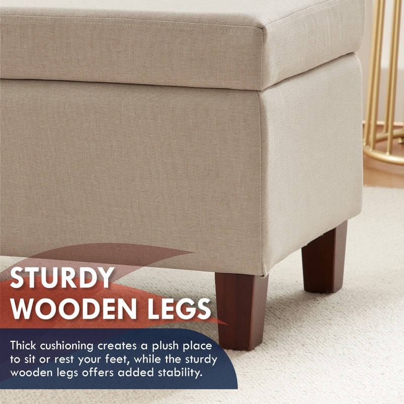 Hamilton Upholstered Rectangle Storage Ottoman with Hinge Lid - 40" x 15" x 16"