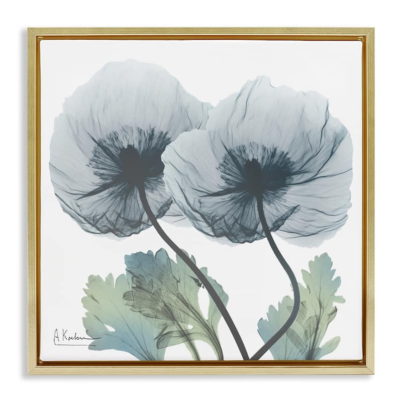 Stupell Double Modern Flower Blossoms Framed Floater Canvas Wall Art Design By Albert Koetsier - 18 x 18 - Gold