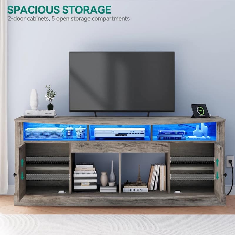 Farmhouse TV Stand for 75" TVs with Power Outlet - 73 inches