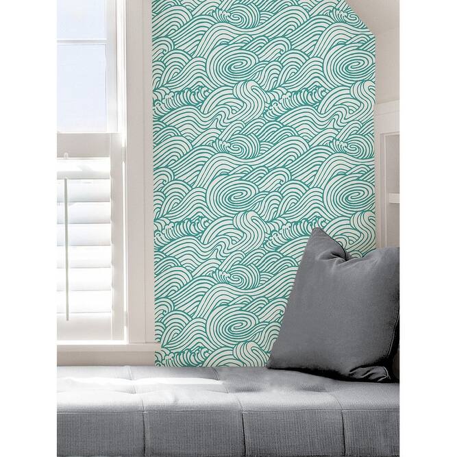 NuWallpaper Teal Saybrook Peel & Stick Wallpaper